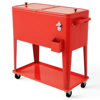 Hivvago 80 Quart Outdoor Patio Rolling Steel Construction Cooler