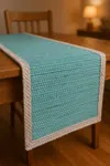 Hivvago 80" Turquoise And Natural Solid With Border Cotton Table Runner In Green