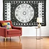 Hivvago 80" X 56" Black And White Cotton Hanging Tapestry In Black