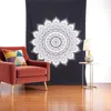 Hivvago 80" X 56" Black And White Mandala Cotton Hanging Tapestry In Blue