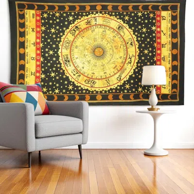 Hivvago 80" X 56" Black Red And Yellow Cotton Hanging Tapestry In Multi