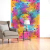 Hivvago 80" X 56" Blue Pink And Yellow Cotton Hanging Tapestry In Multi