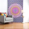 Hivvago 80" X 56" Purple Pink And Yellow Mandala Cotton Hanging Tapestry In Purple