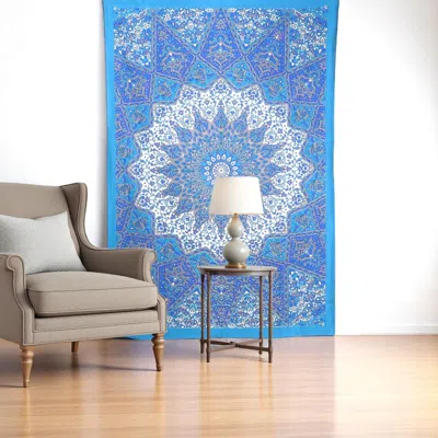 Hivvago 80" X 56" Royal Blue Mandala Cotton Hanging Tapestry