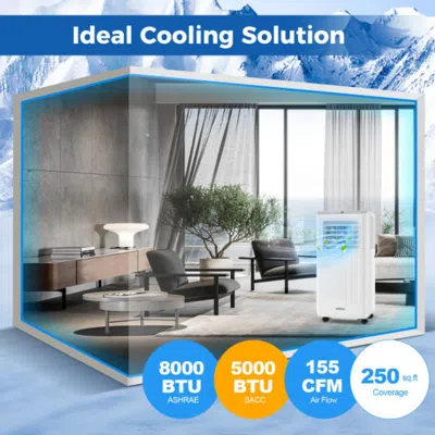 Hivvago 8000 Btu Portable Air Conditioner 3 In 1 Ac Unit Fan And Dehumidifier