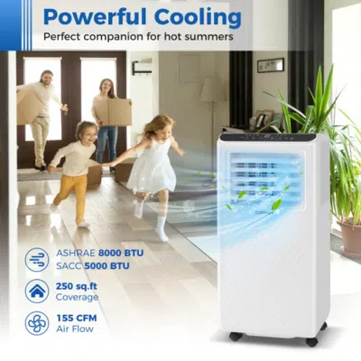 Hivvago 8000 Btu Portable Air Conditioner 3 In 1 Floor Ac Unit With Fan And Dehumidifier-white