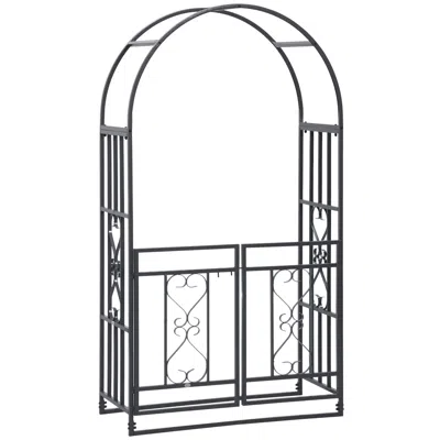 Hivvago 81" Metal Garden Arbor With Double Doors & Heart Design