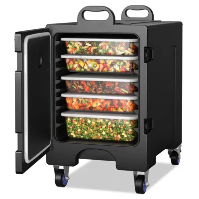 Hivvago 81 Quart Capacity End-loading Insulated Food Pan Carrier With Wheels In Black