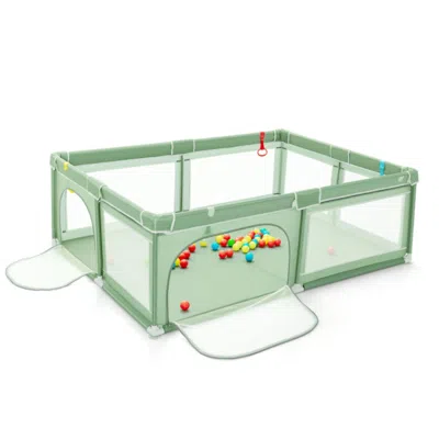 Hivvago 81 X 59 Inch Portable Baby Playpen With Ocean Balls And Handlebars-black In Brown