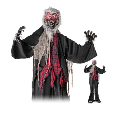 Hivvago 8.2 Ft Standing Animatronic Werewolf With Howling Sounds Red Flashing Eyes And Poseable Arms In Black