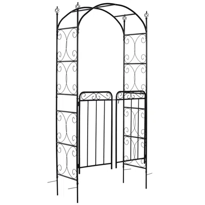 Hivvago 84" Metal Garden Arch With Gate For Vines & Weddings