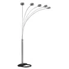 Hivvago 84" Nickel Five Lights Arc Floor Lamp With Nickel Dome Shade In Silver