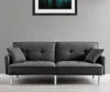 Hivvago 85" Dark Gray Polyester Blend Convertible Futon Sleeper Sofa And Toss Pillows With Silver Legs In Gray
