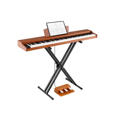 Hivvago 88-key Keyboard Piano Set With Adjustable Stand In Brown