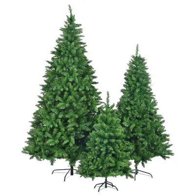 Hivvago 8ft, 6ft, 4ft Pre-lit Green Pine Artificial Christmas Tree, Set Of 3 Hinged Xmas Trees With 820 Warm