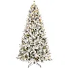 Hivvago 8ft Flocked Christmas Tree With 470l Colorful Led Lights With G45 Ball In White