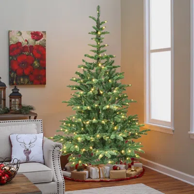 Hivvago 8ft Pre-lit Christmas Tree With 500 Warm White Led Lights In Green