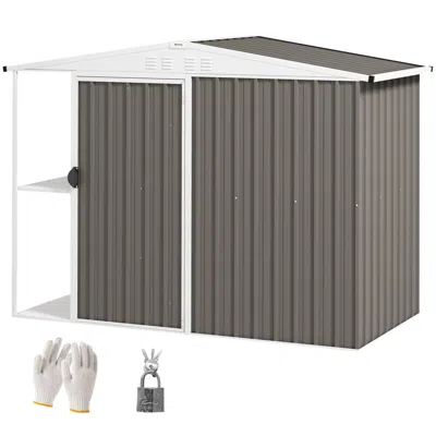 Hivvago 8x4 Ft Metal Outdoor Garden Shed In Gray