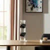 Hivvago 9" Black And Clear Crystal Tabletop Taper Candlestick In Black