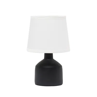 Hivvago 9" Black Concrete Novelty Table Lamp With White Drum Shade
