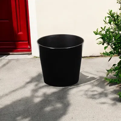Hivvago 9" Black Recycled Plastic Indoor Outdoor Round Pot Planter