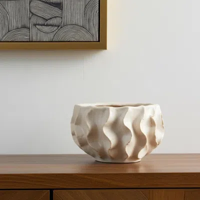 Hivvago 9" Cream Ceramic Table Vase In Neutral