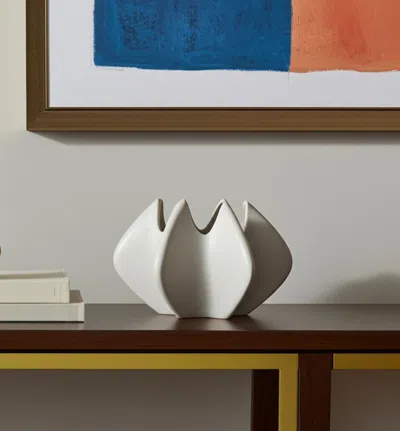 Hivvago 9" Cream Ceramic Table Vase In White