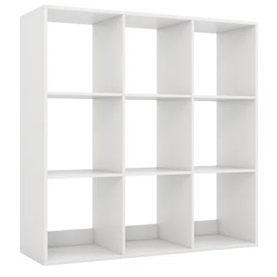 Hivvago 9 Cube Bookshelf With Back Guardrail For Living Room Bedroom-white