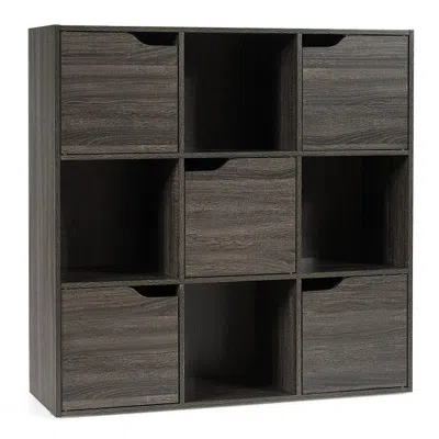Hivvago 9-cube Wooden Freestanding Bookcase For Home And Office-gray