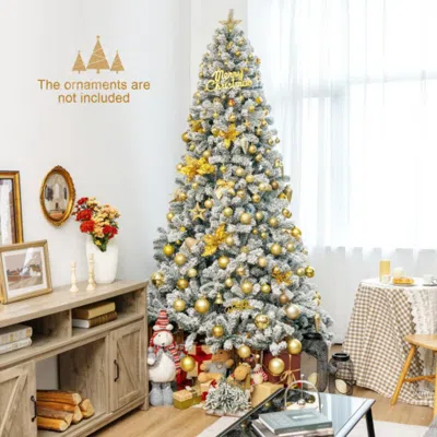 Hivvago 9 Feet Artificial Christmas Tree With Premium Snow Flocked Hinged