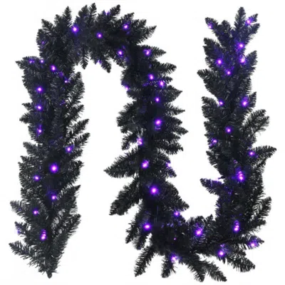Hivvago 9 Feet Pre-lit Christmas Halloween Garland With 50 Purple Led Lights