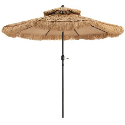 Hivvago 9 Feet Thatched Tiki Umbrella With 8 Ribs