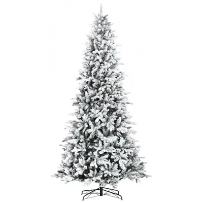 Hivvago 9 Foot Pine Snow Flocked Artificial Christmas Tree With 616 Realistic Cedar Branches In Gray
