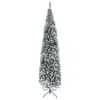 Hivvago 9 Ft Tall Unlit Snow-flocked Slim Artificial Christmas Tree With Realistic Branches And 1014 Tips In Silver