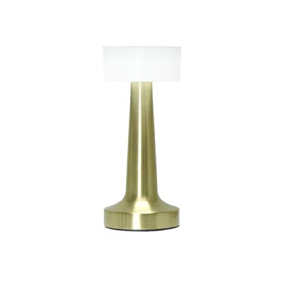 Hivvago 9" Gold Metal Lighthouse Table Lamp In White