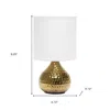 Hivvago 9" Gold Porcelain Round Table Lamp With White Drum Shade In White