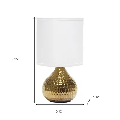 Hivvago 9" Gold Porcelain Round Table Lamp With White Drum Shade