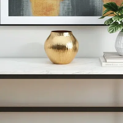 Hivvago 9" Gold Round Aluminum Table Vase