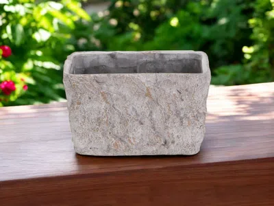 Hivvago 9" Gray Speckle Glaze Cement Indoor Outdoor Rectangular Pot Planter In Neutral