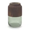 Hivvago 9" Green And Brown Round Glass Table Vase In Multi