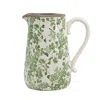 Hivvago 9" Green And White Leaf Round Ceramic Jug Vase With Does Not Apply In Green