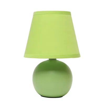 Hivvago 9" Green Ceramic Round Table Lamp With Green Drum Shade