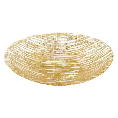 Hivvago 9 Hand Crafted Glass Oval Gold Salad Or Centerpiece Bowl In Yellow