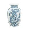 Hivvago 9" Light Blue And White Floral Round Porcelain Jar In Blue