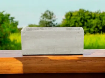 Hivvago 9" Light Gray Cement Indoor Outdoor Rectangular Pot Planter In White