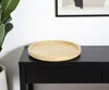 Hivvago 9" Natural Solid Wood Handmade Round Vanity Tray In Brown