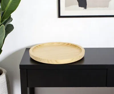 Hivvago 9" Natural Solid Wood Handmade Round Vanity Tray In Brown