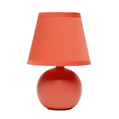 Hivvago 9" Orange Ceramic Round Table Lamp With Orange Drum Shade In Red