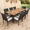 HIVVAGO 9-PIECE PATIO DINING SET WITH UMBRELLA HOLE AND 8 RATTAN-WOVEN DINING CHAIRS WITH SEAT CUSHIONS
