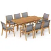 Hivvago 9 Pieces Acacia Wood Patio Dining Set For 6-8 In Brown